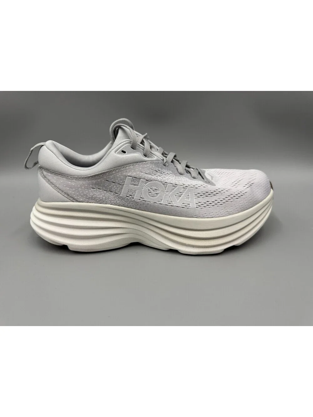 Women’s HOKA Bondi 8 Sneakers, Lunar Rock/Nimbus Cloud, Size 9.5B